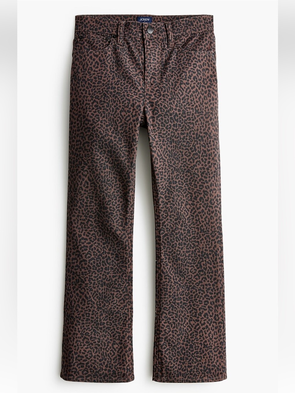 Brown Leopard Print flare crop pants